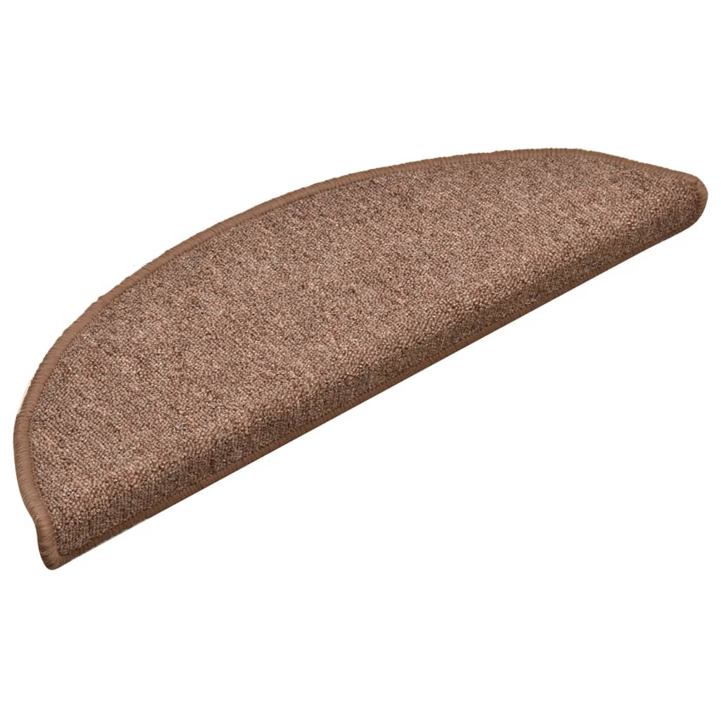 Stair Mats 15 pcs 56x17x3 cm Brown Half Round