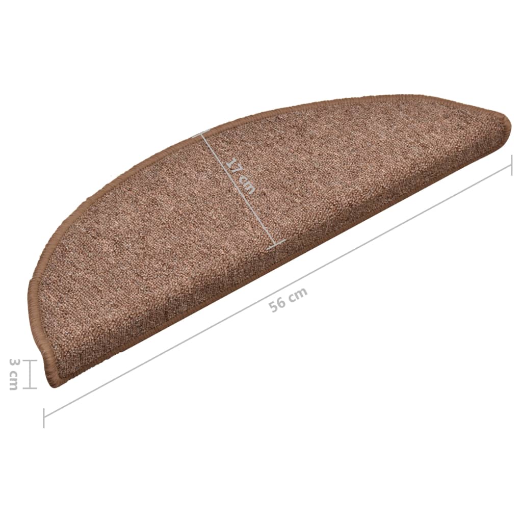 Stair Mats 15 pcs 56x17x3 cm Brown Half Round