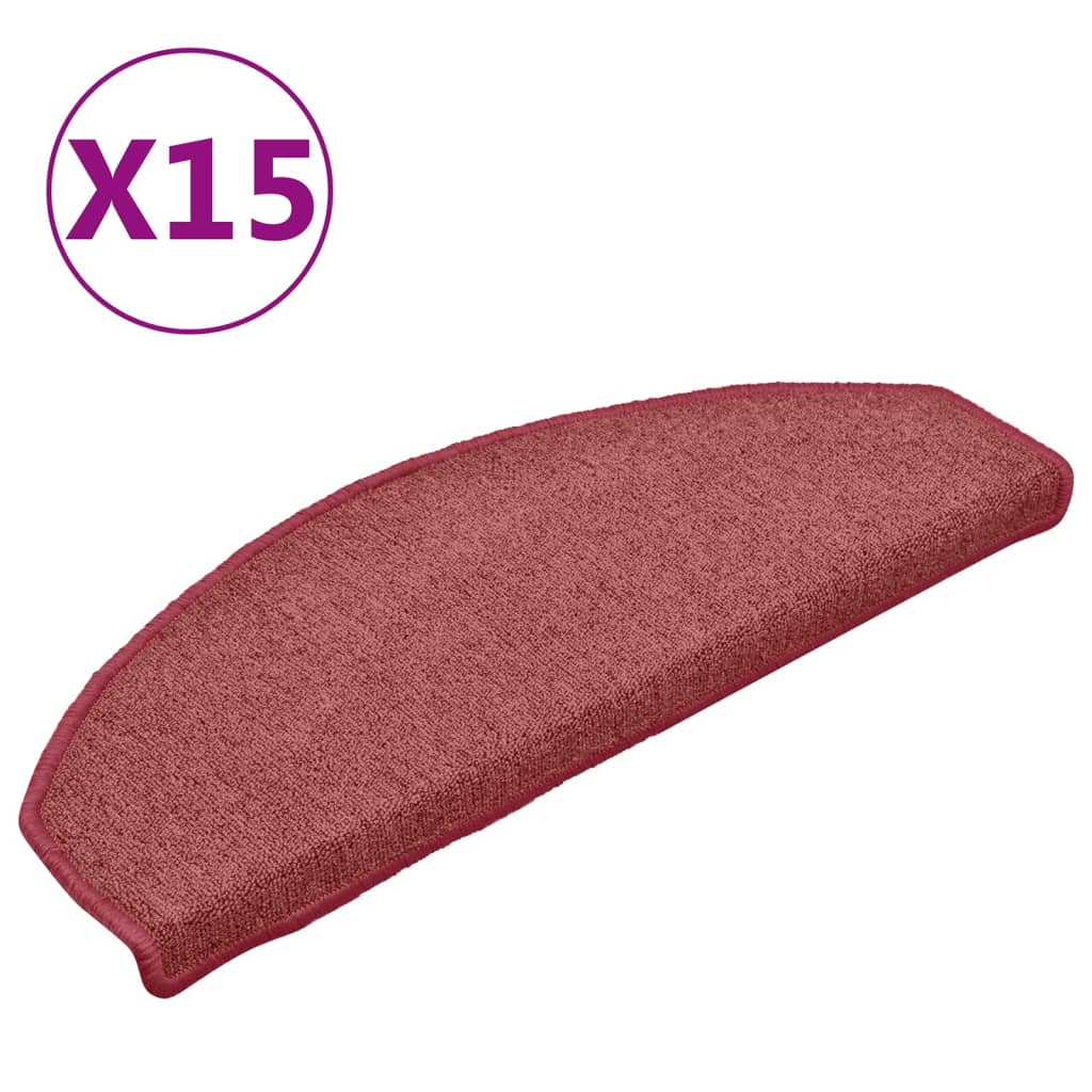 Stair mats 15 pcs 65 x 24 x 4 cm Non-Slip Bordeaux Red