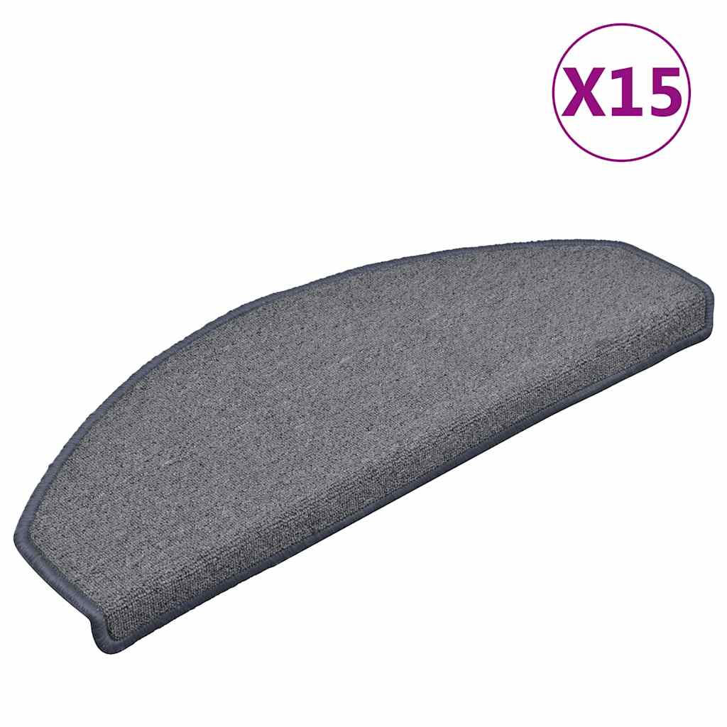 Stair Mats 15 pcs 65x24x4 cm Light Grey&Blue Half Round Large