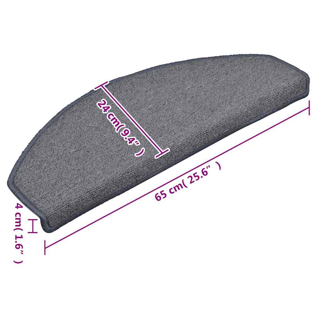 Stair Mats 15 pcs 65x24x4 cm Light Grey&Blue Half Round Large