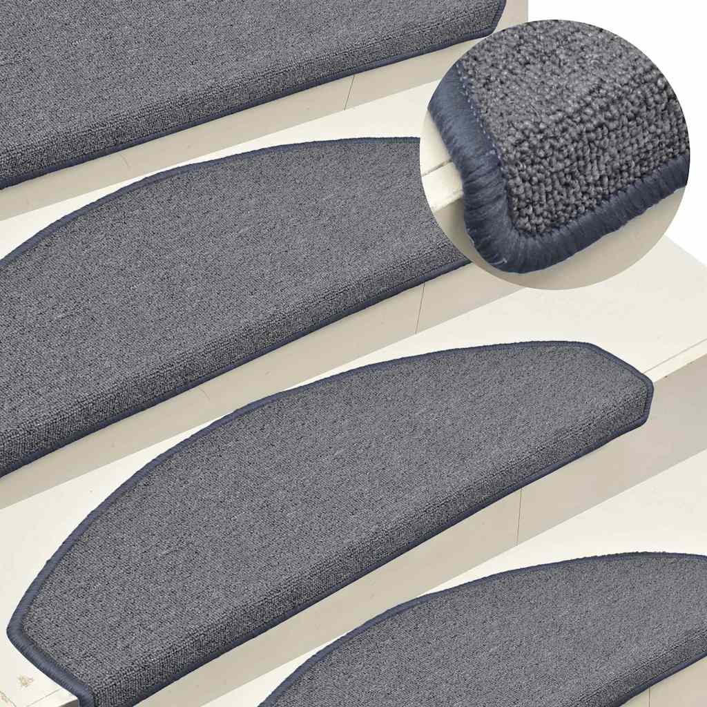Stair Mats 15 pcs 65x24x4 cm Light Grey&Blue Half Round Large