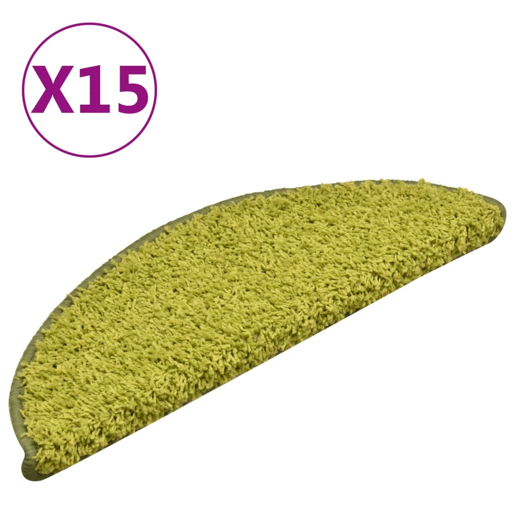 Stair Mats 15 pcs 56x17x3 cm Green Half Round