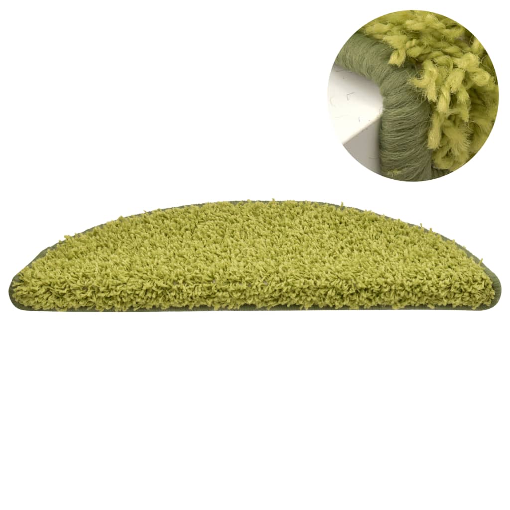 Stair Mats 15 pcs 56x17x3 cm Green Half Round
