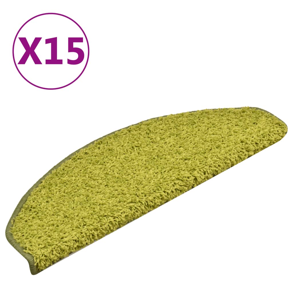 Stair Mats 15 pcs 65x21x4 cm Green Half Round Large