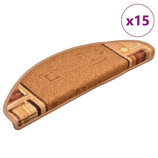 Self-adhesive Stair Mats 15 pcs Beige 65x21x4 cm