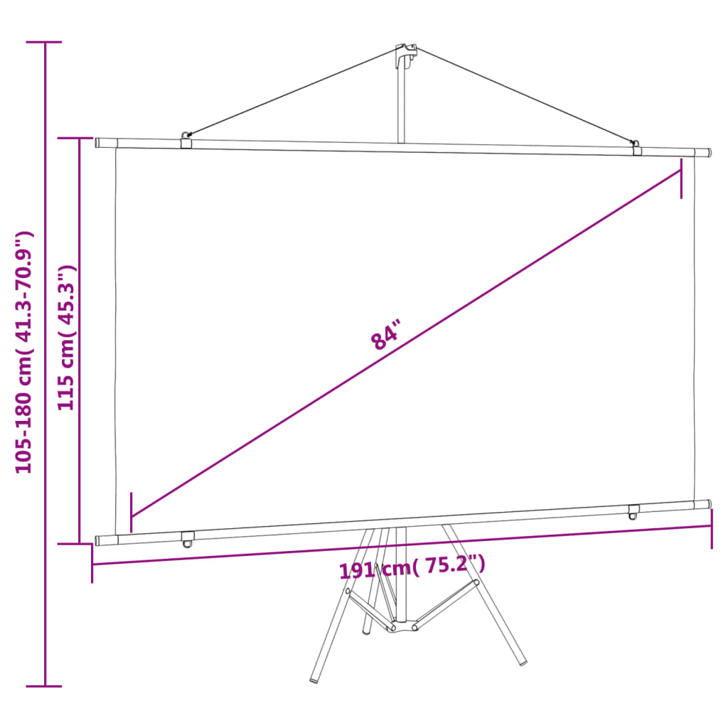 vidaXL Projection Screen with Tripod 84" 16:9