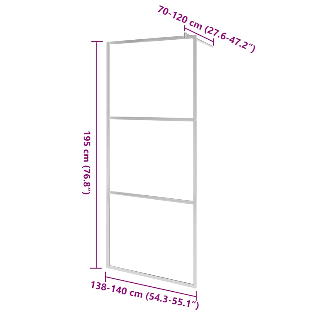 Walk-in Shower Wall with Whole Frosted ESG Glass 140x195 cm