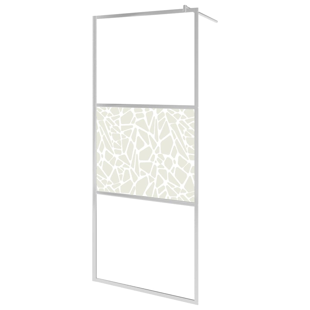 Walk-in Shower Wall ESG Glass with Stone Design 80x195 cm