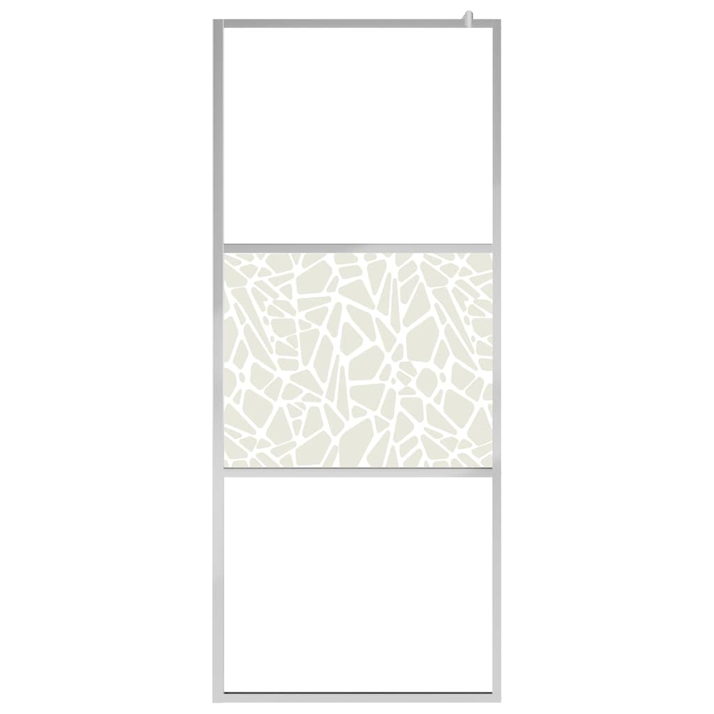 Walk-in Shower Wall ESG Glass with Stone Design 80x195 cm