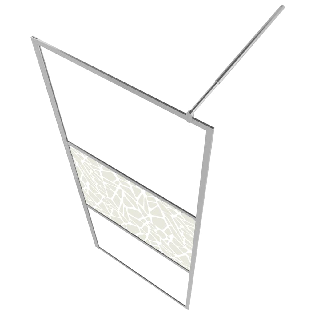 Walk-in Shower Wall ESG Glass with Stone Design 80x195 cm