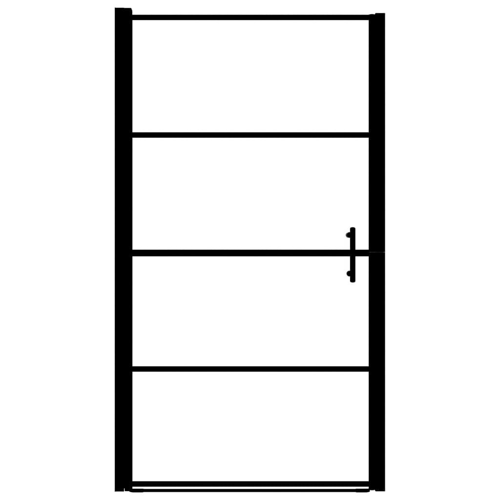Shower Door Frost Tempered Glass 100x178 cm Black