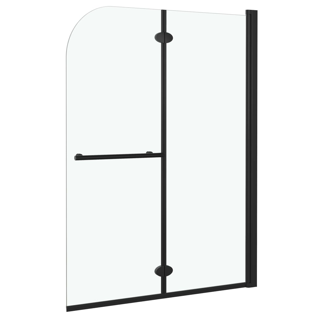 147193 vidaXL Folding Shower Enclosure 2 Panels ESG 95x140 cm Black