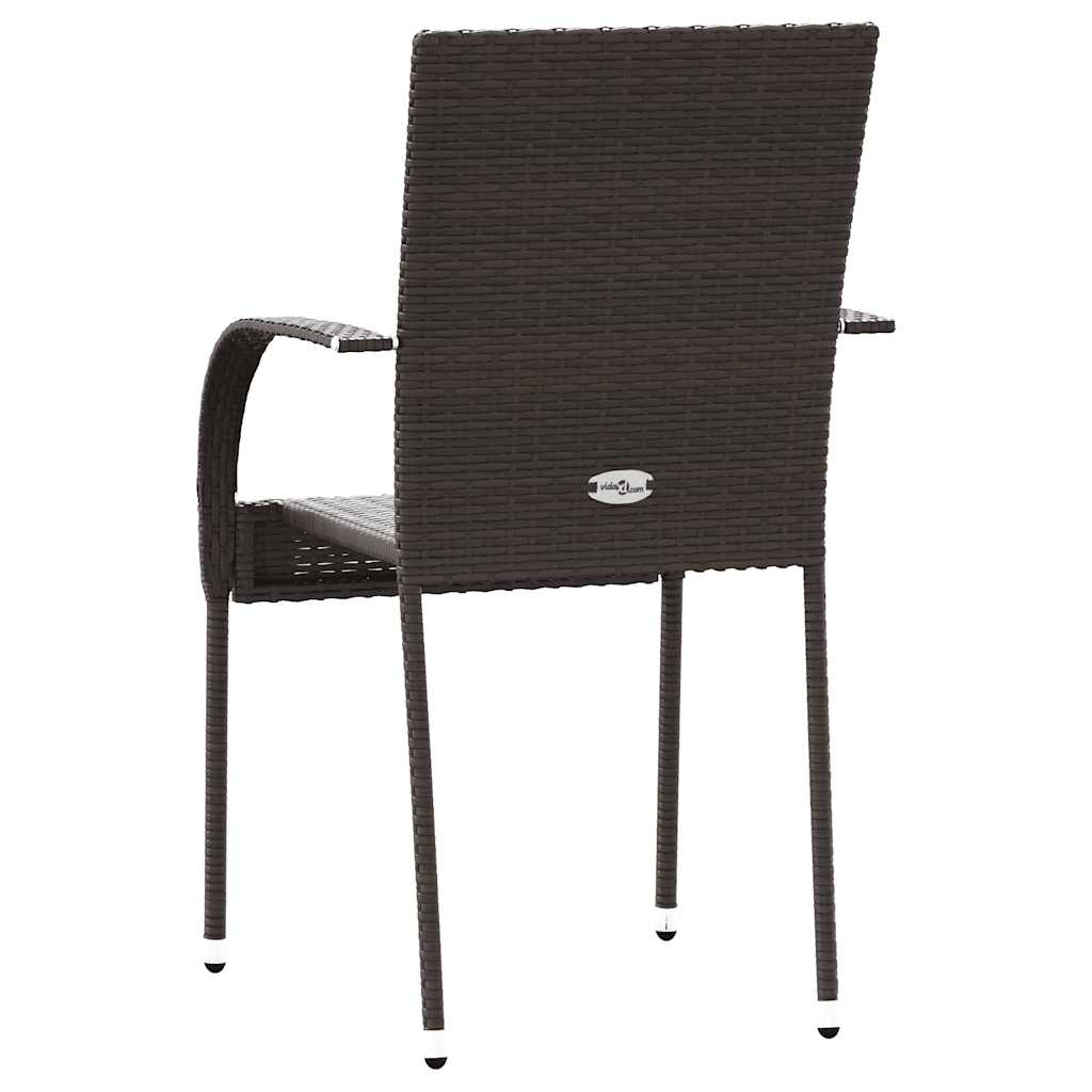 Stackable Outdoor Chairs 4 pcs Poly Rattan Brown