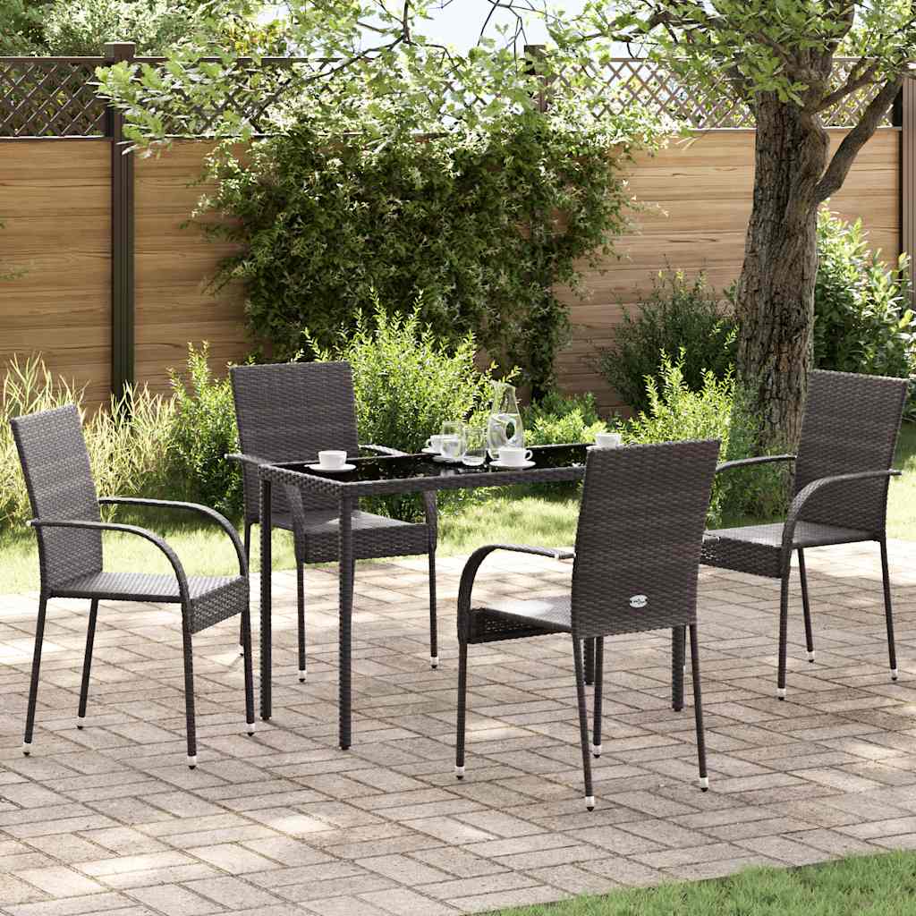 Stackable Outdoor Chairs 4 pcs Poly Rattan Brown