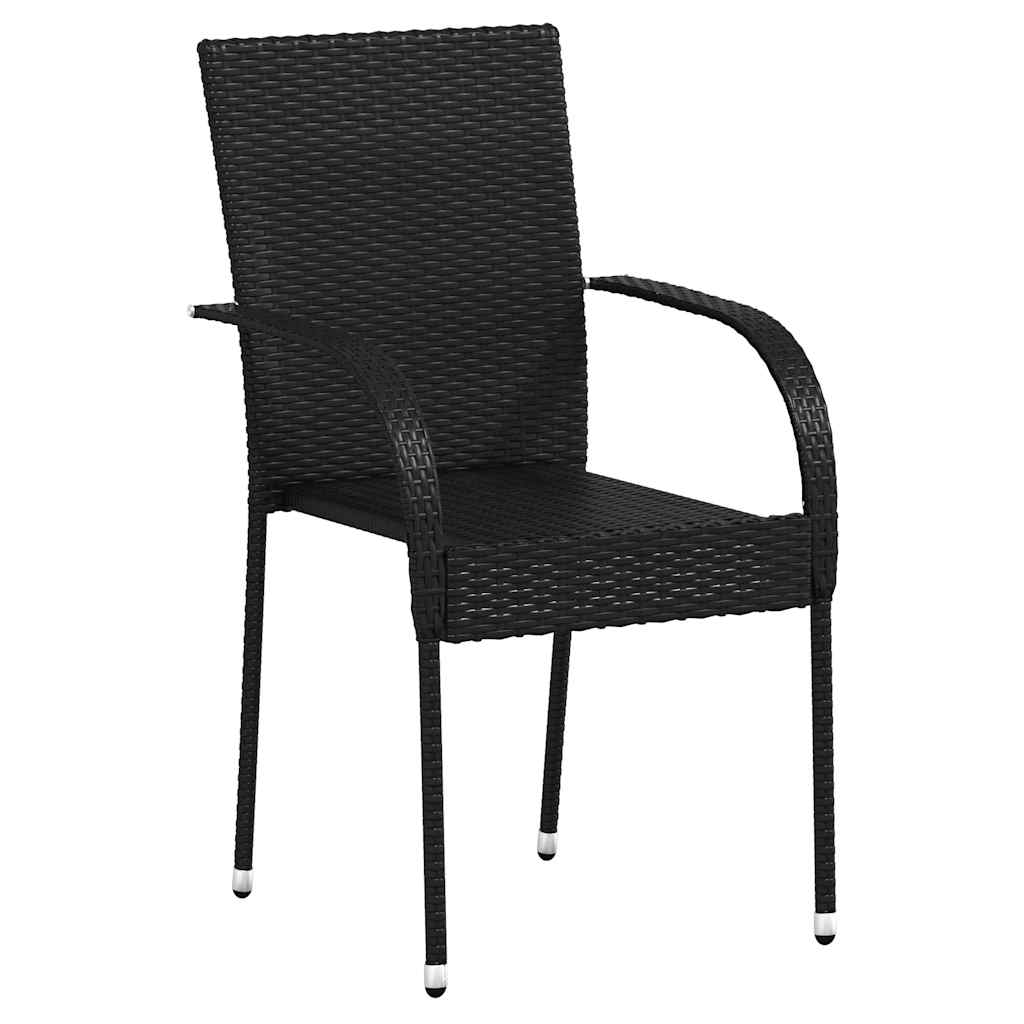 Dining Chair | Set of 4 | Black | PE rattan, powder-coated steel