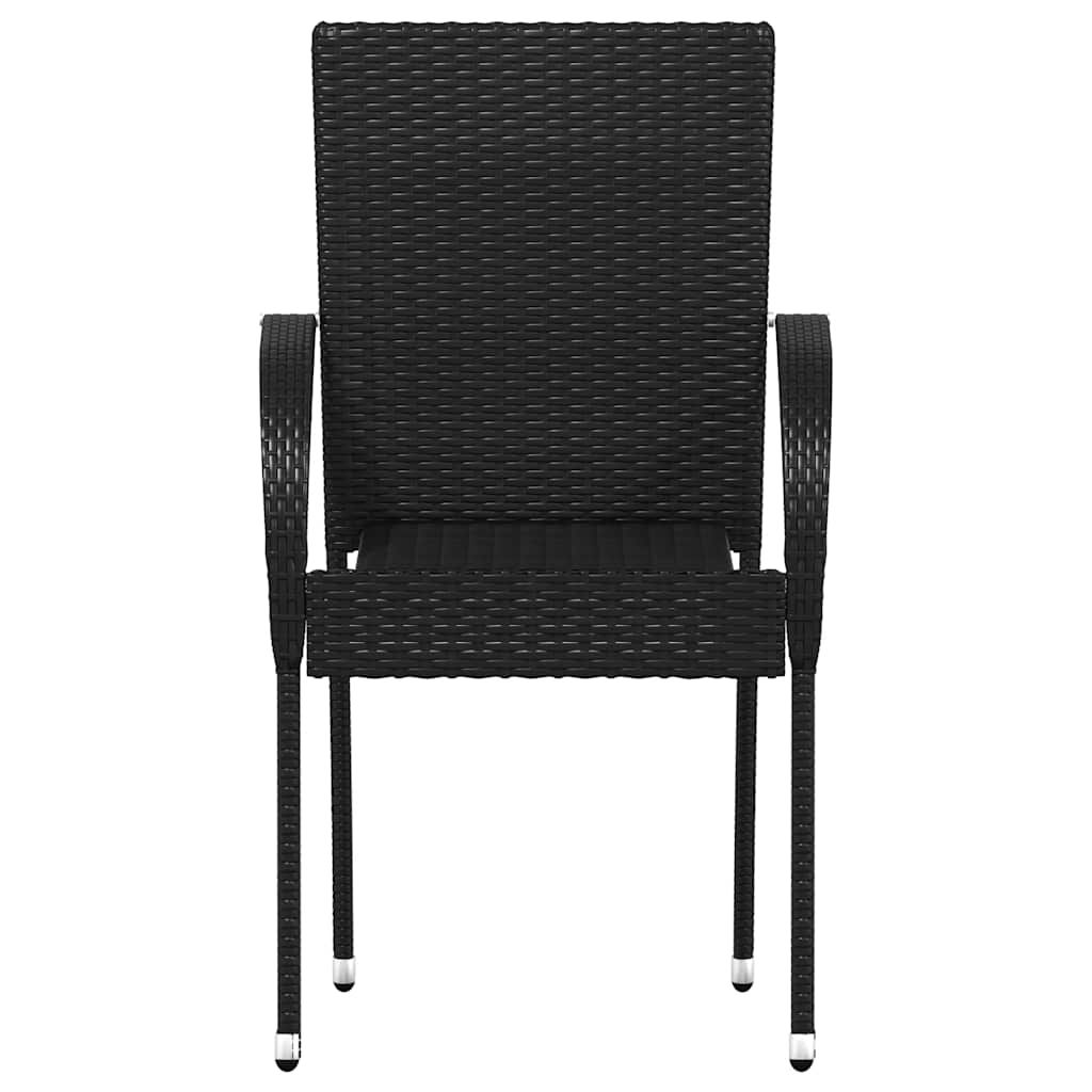 Dining Chair | Set of 4 | Black | PE rattan, powder-coated steel