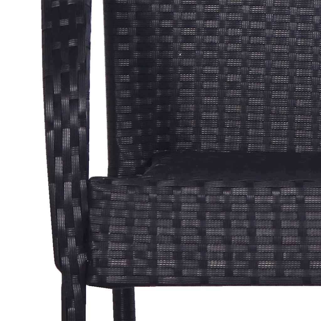 Dining Chair | Set of 4 | Black | PE rattan, powder-coated steel