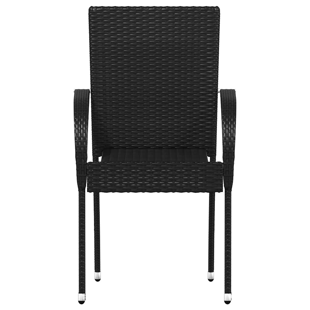 Dining Chair | Set of 6 | Black | PE Rattan | One Size | Stackable
