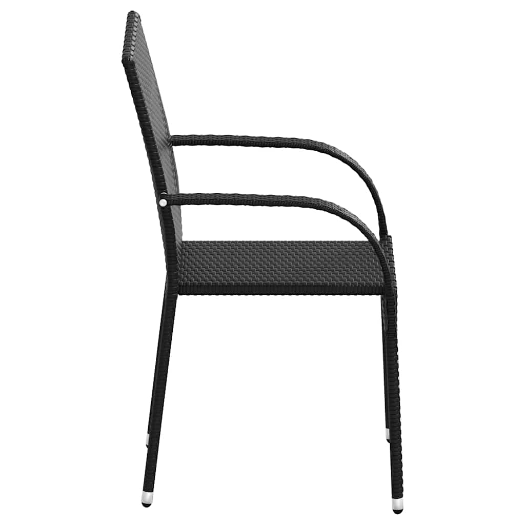 Dining Chair | Set of 6 | Black | PE Rattan | One Size | Stackable