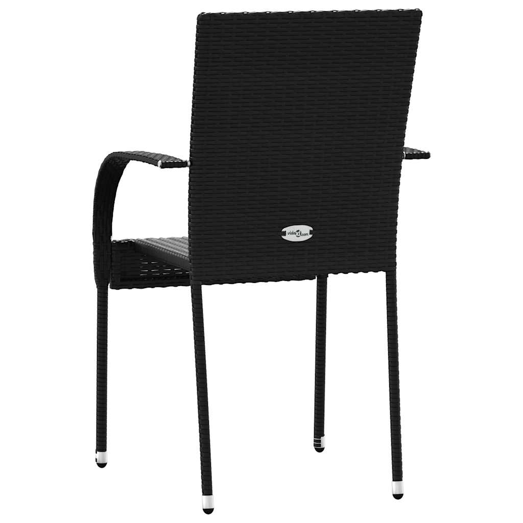 Dining Chair | Set of 6 | Black | PE Rattan | One Size | Stackable