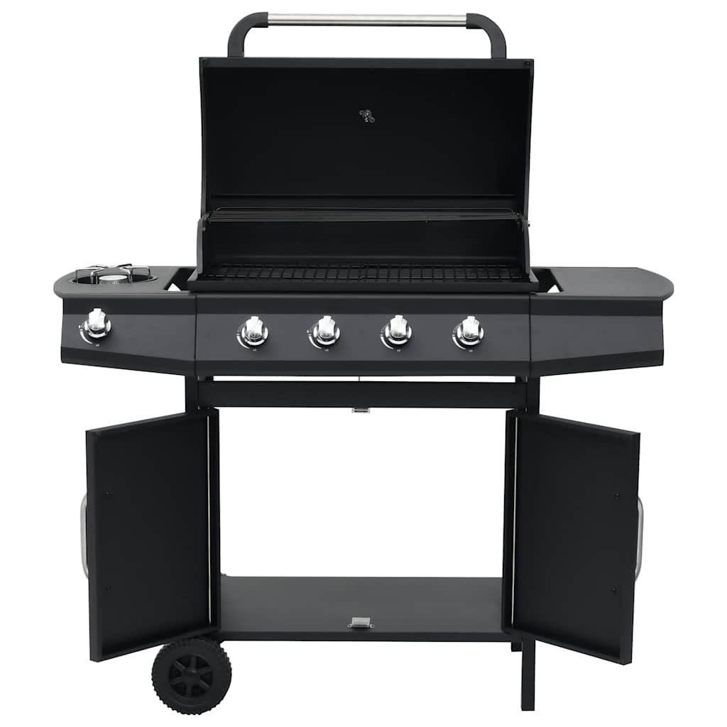 Gas Barbecue Grill 4+1 Cooking Zone Black Steel