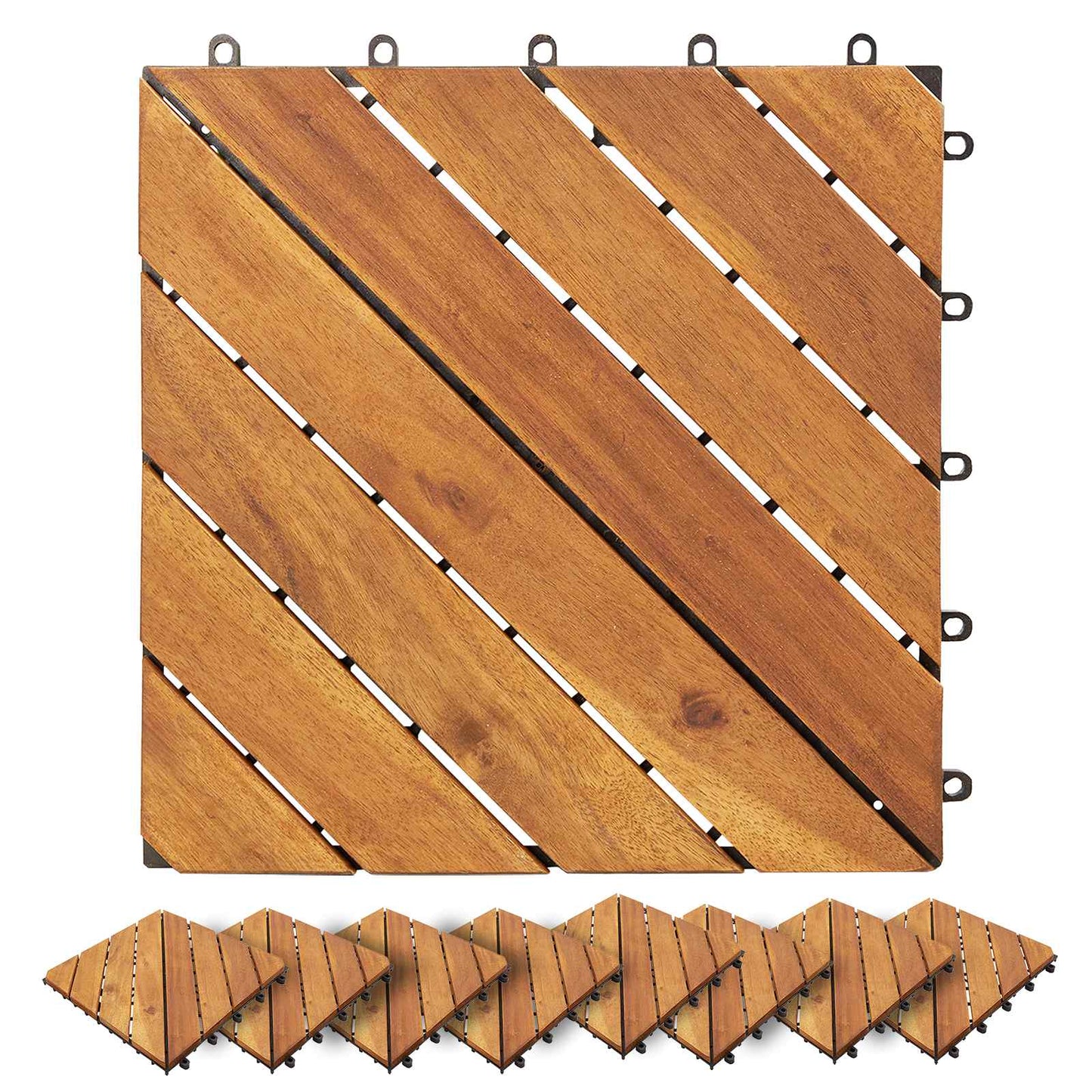 Decking Tile 10 pcs Brown 30 x 30 cm Acacia Hardwood