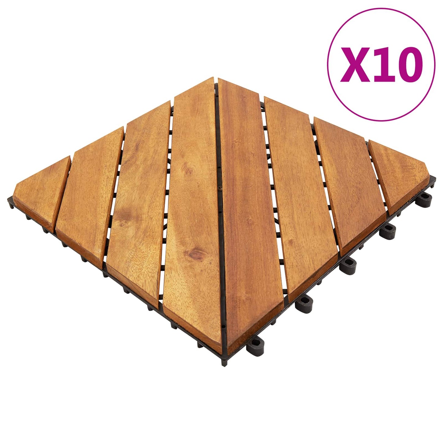 Decking Tile 10 pcs Brown 30 x 30 cm Acacia Hardwood
