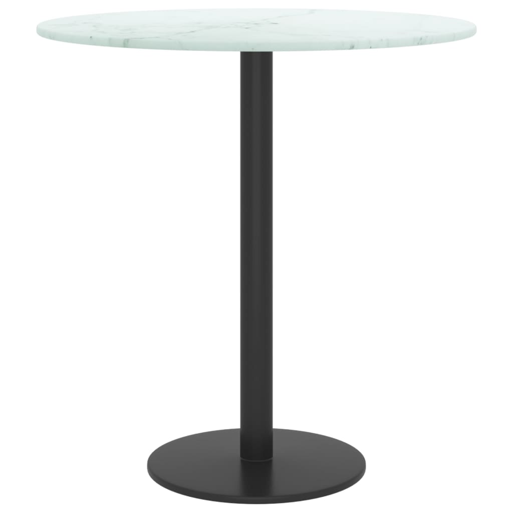 vidaXL Table Top White Ø40x0.8 cm Tempered Glass with Marble Design