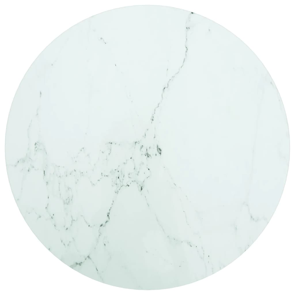 vidaXL Table Top White Ø50x0.8 cm Tempered Glass with Marble Design