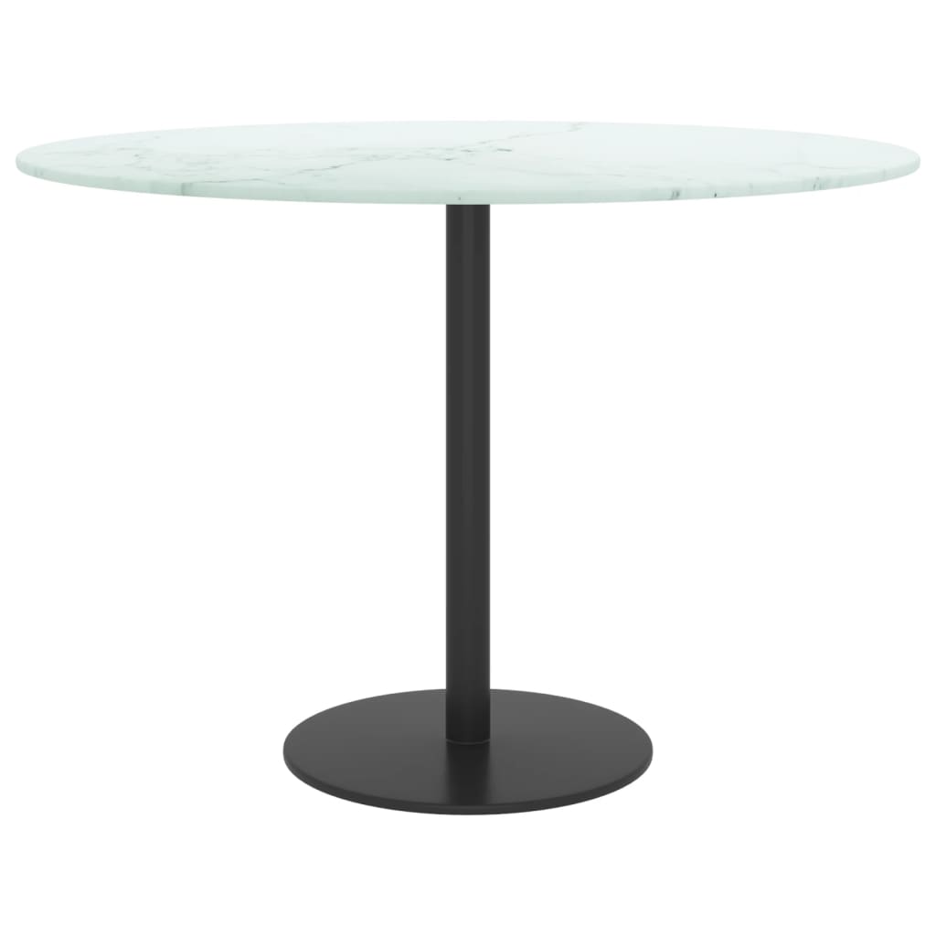 vidaXL Table Top White ?60x0.8 cm Tempered Glass with Marble Design