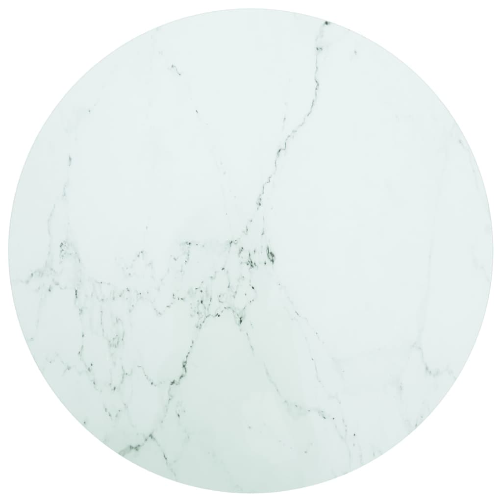 Table Top White ?70x0.8 cm Tempered Glass with Marble Design