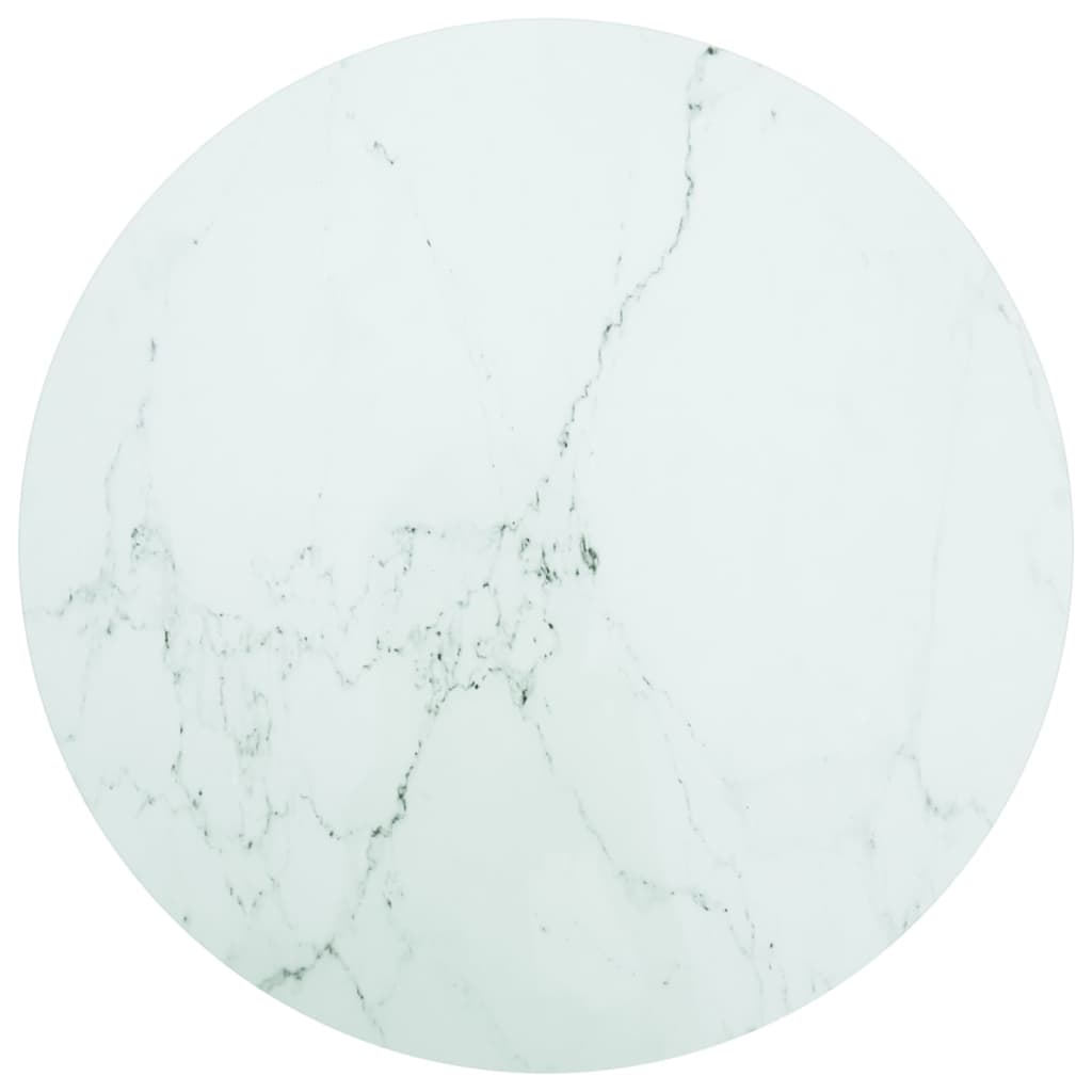 vidaXL Table Top White Ø80x1 cm Tempered Glass with Marble Design