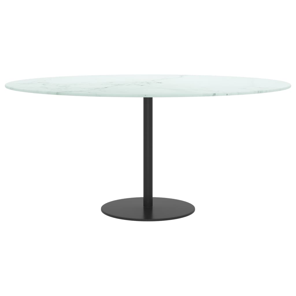 vidaXL Table Top White Ø90x1 cm Tempered Glass with Marble Design