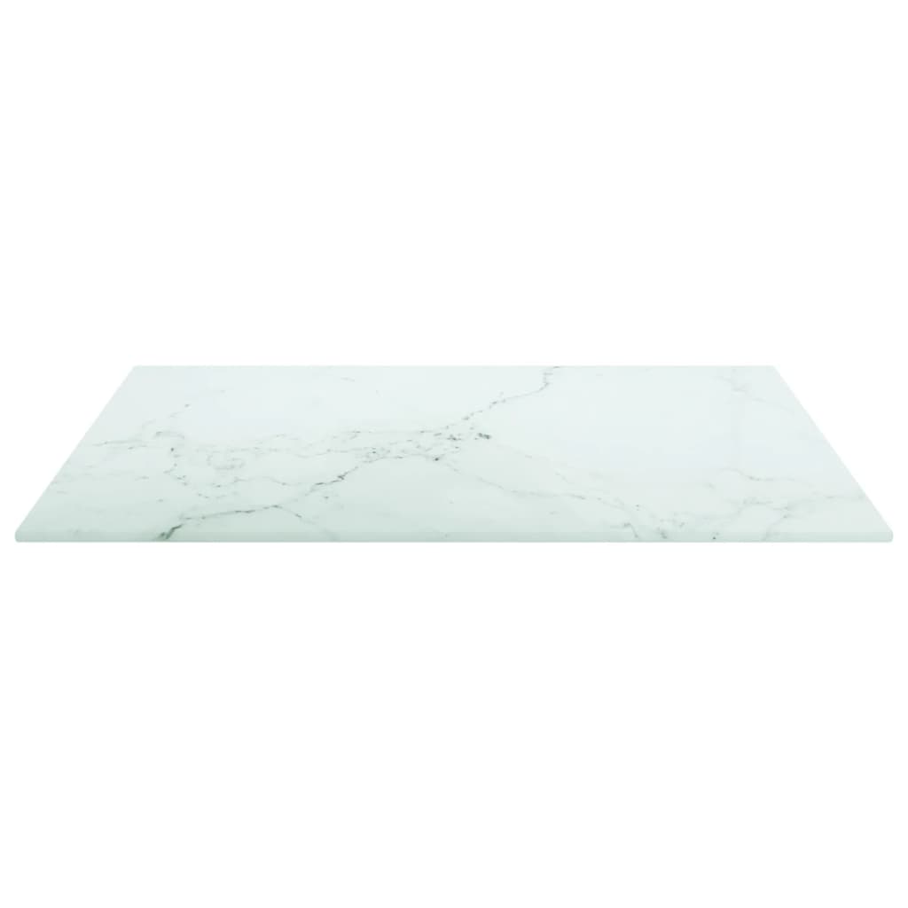 vidaXL Table Top White 50x50 cm 6 mm Tempered Glass with Marble Design