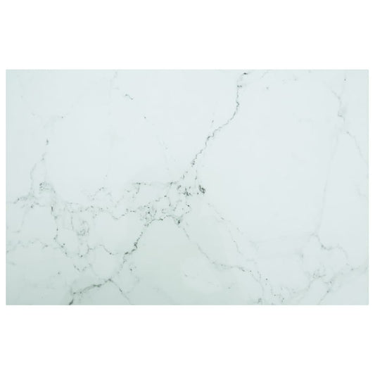 vidaXL Table Top White 100x62 cm 8mm Tempered Glass with Marble Design