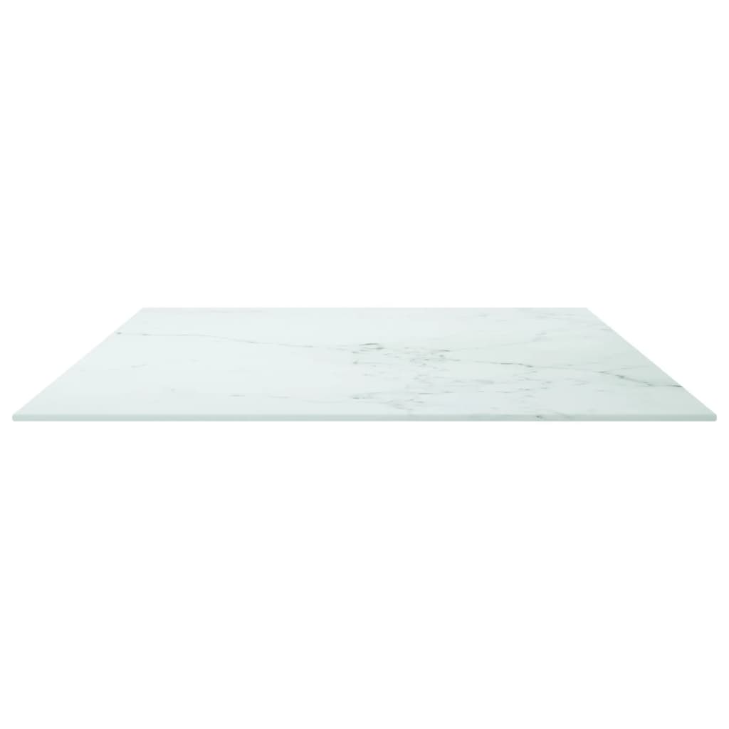 vidaXL Table Top White 100x62 cm 8mm Tempered Glass with Marble Design