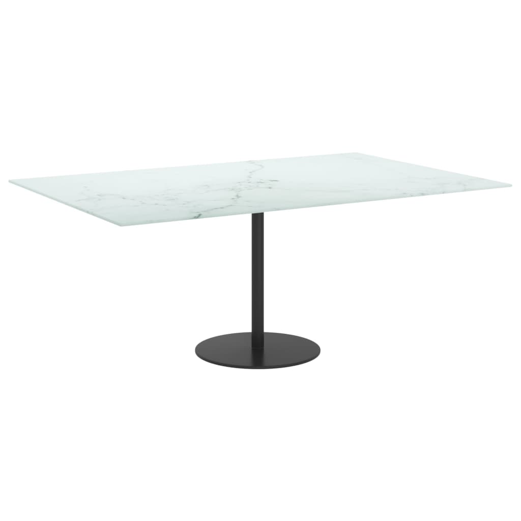 vidaXL Table Top White 100x62 cm 8mm Tempered Glass with Marble Design