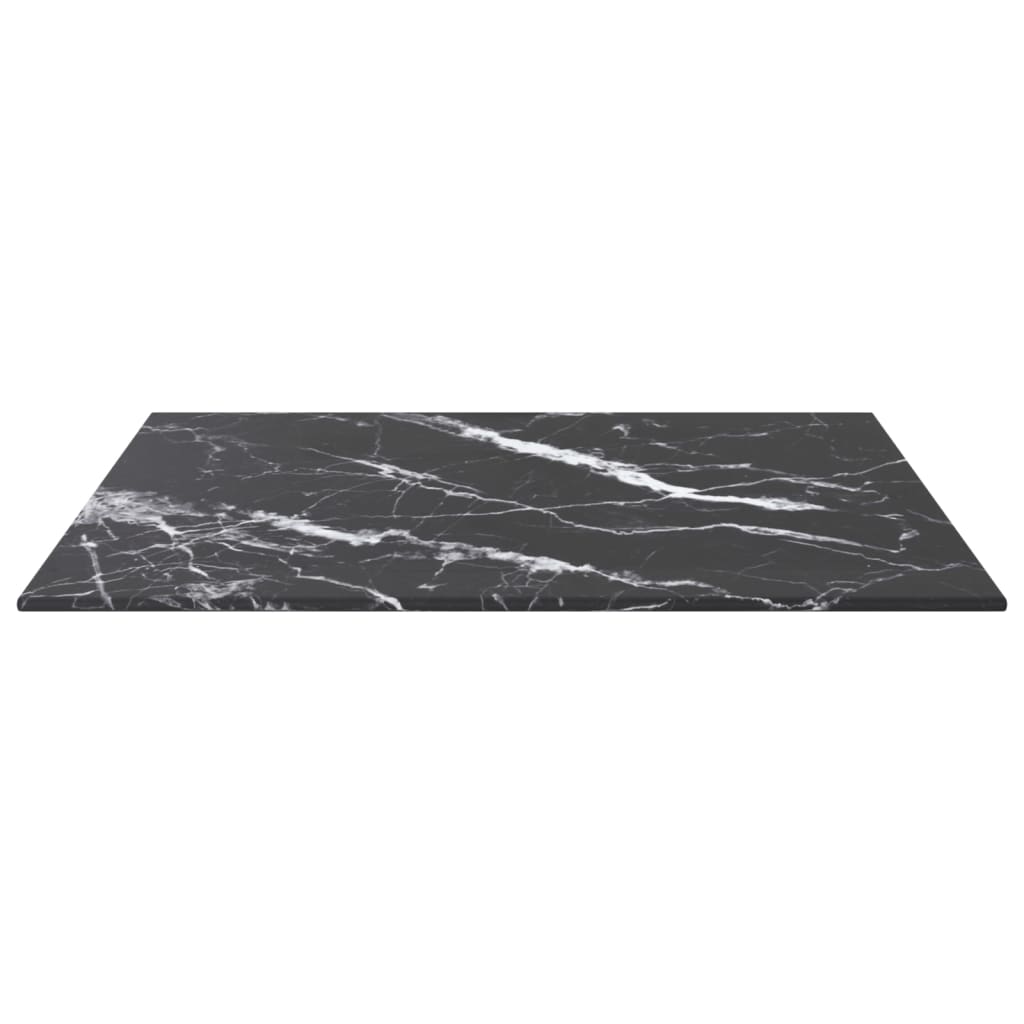 vidaXL Table Top Black 50x50 cm 6 mm Tempered Glass with Marble Design