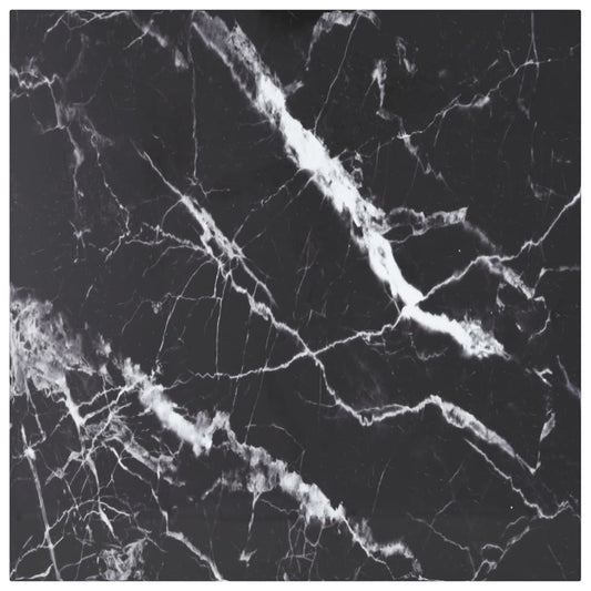 Table Top Black 70x70 cm 6 mm Tempered Glass with Marble Design