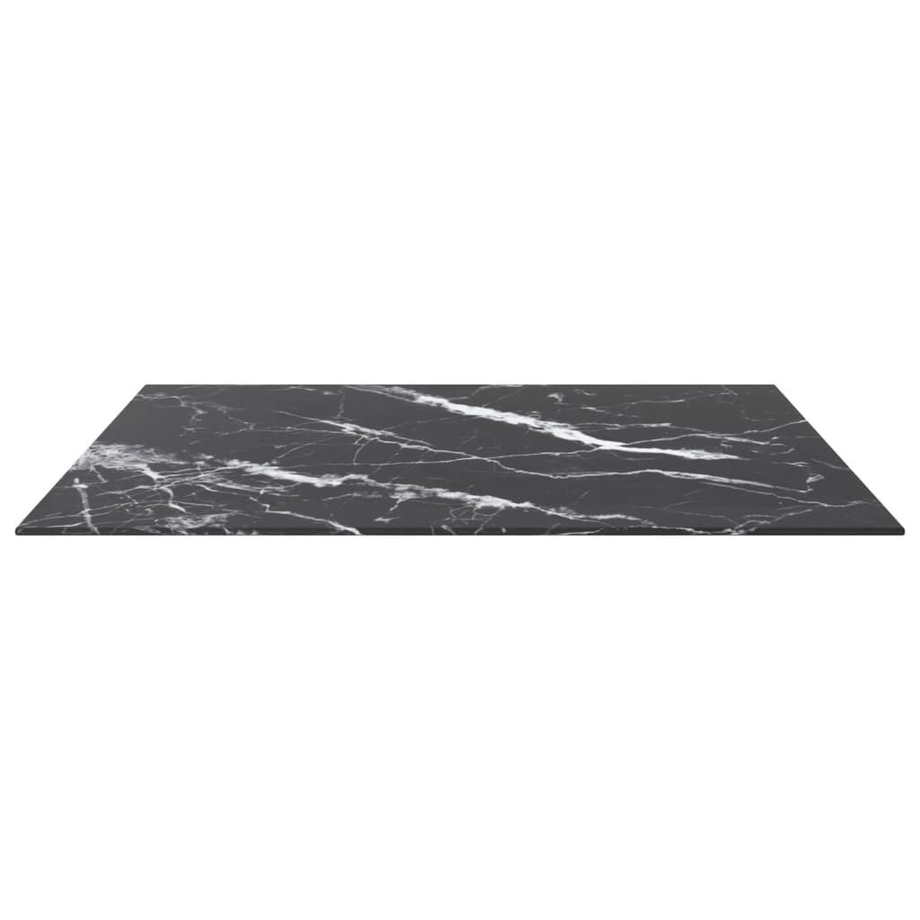 vidaXL Table Top Black 80x80 cm 6 mm Tempered Glass with Marble Design