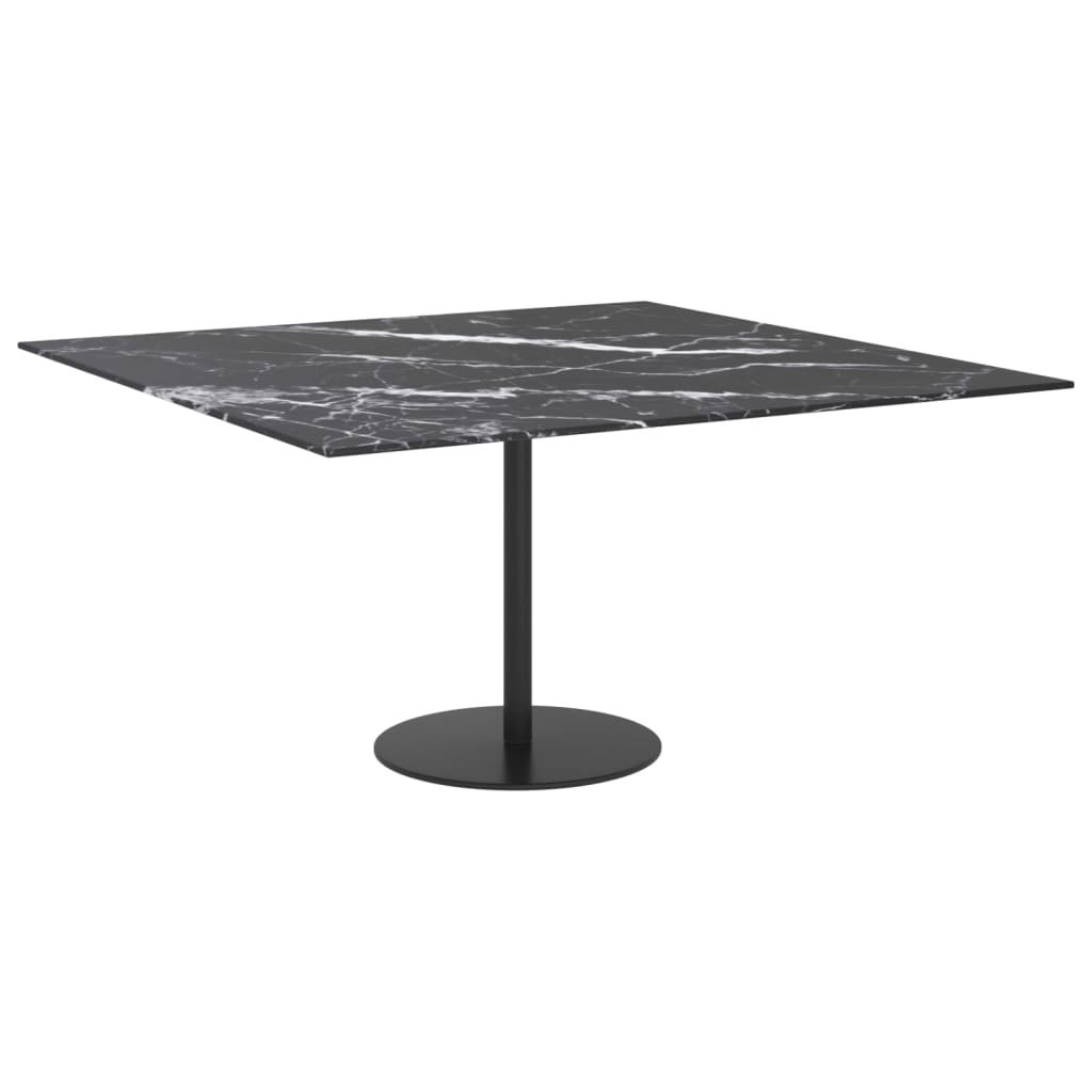 vidaXL Table Top Black 80x80 cm 6 mm Tempered Glass with Marble Design