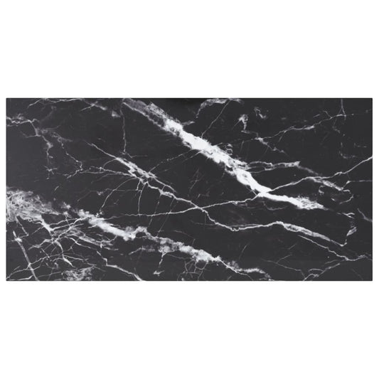 Table Top Black 100x50 cm 6mm Tempered Glass with Marble Design