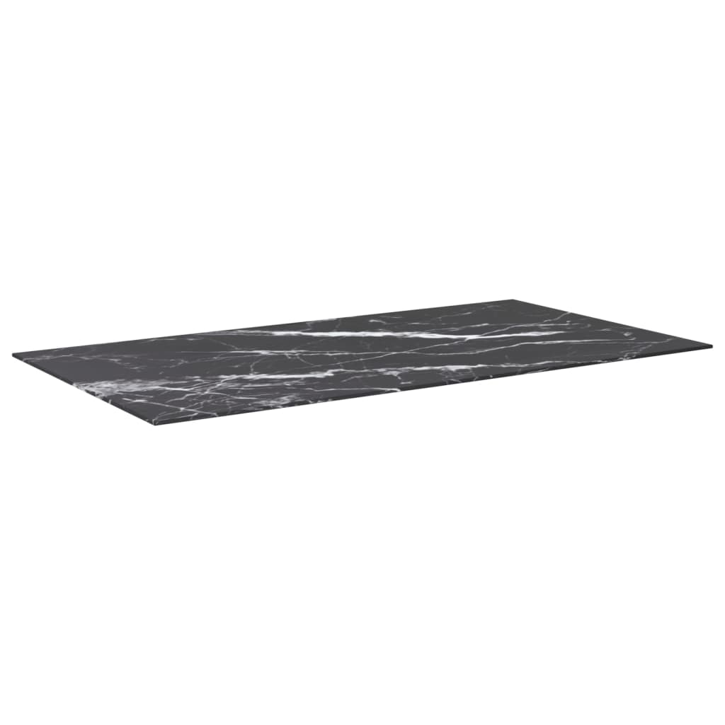 vidaXL Table Top Black 120x65 cm 8mm Tempered Glass with Marble Design