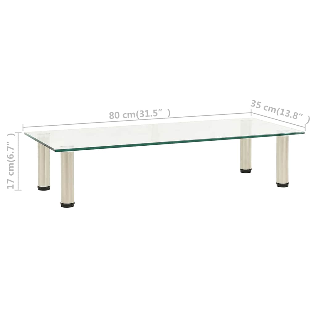 322766 vidaXL TV Stand Transparent 80x35x17 cm Tempered Glass