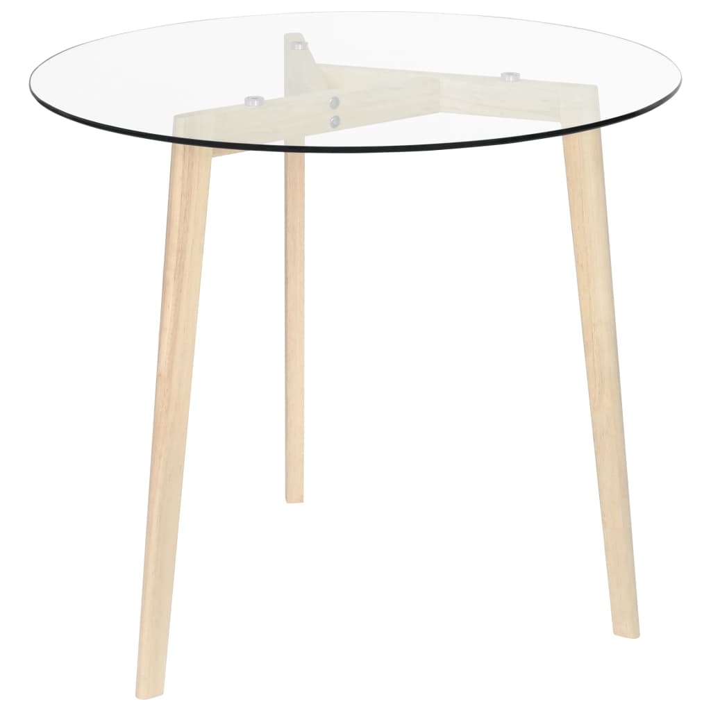 vidaXL Dining Table Transparent 80 cm Tempered Glass