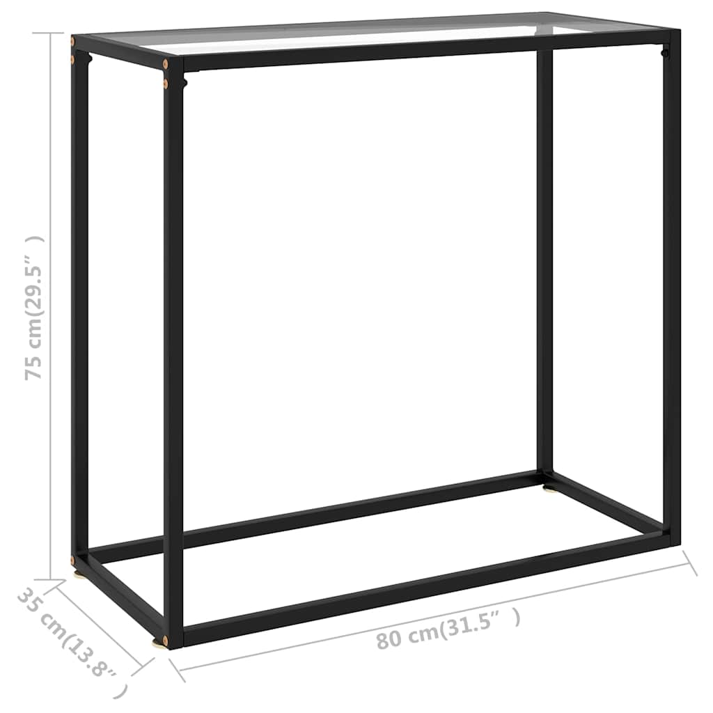 322807 vidaXL Console Table Transparent 80x35x75 cm Tempered Glass