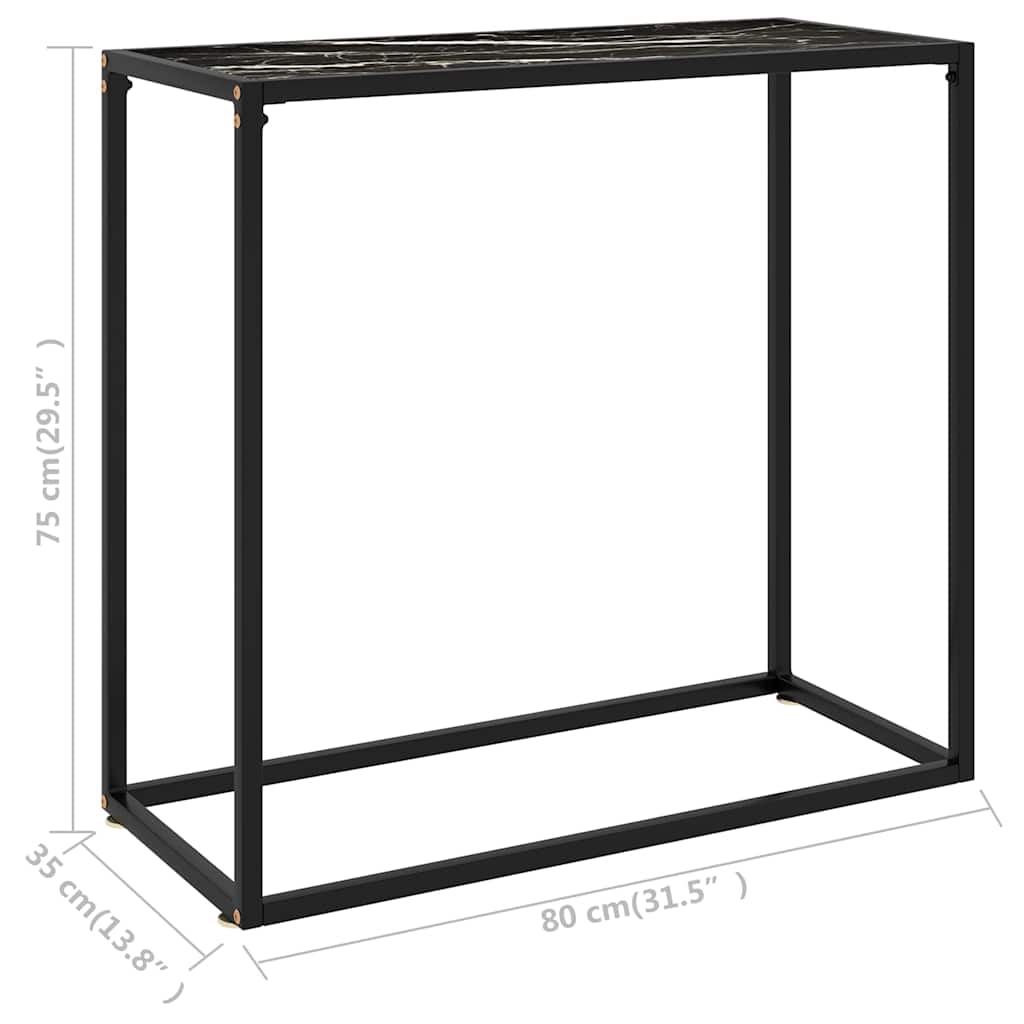 322810 vidaXL Console Table Black 80x35x75 cm Tempered Glass