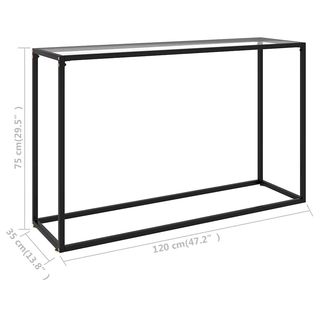 322815 vidaXL Console Table Transparent 120x35x75 cm Tempered Glass