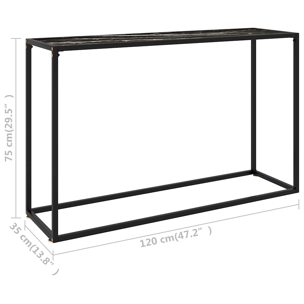 322818 vidaXL Console Table Black 120x35x75 cm Tempered Glass